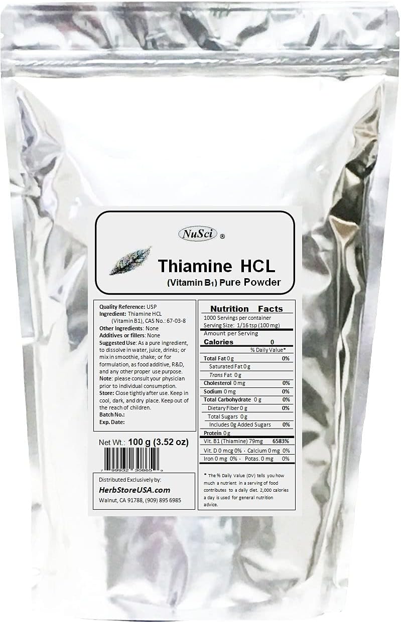 Thiamine HCL Vitamin B1 Pure Powder Energy (100 Grams (3.52 oz))