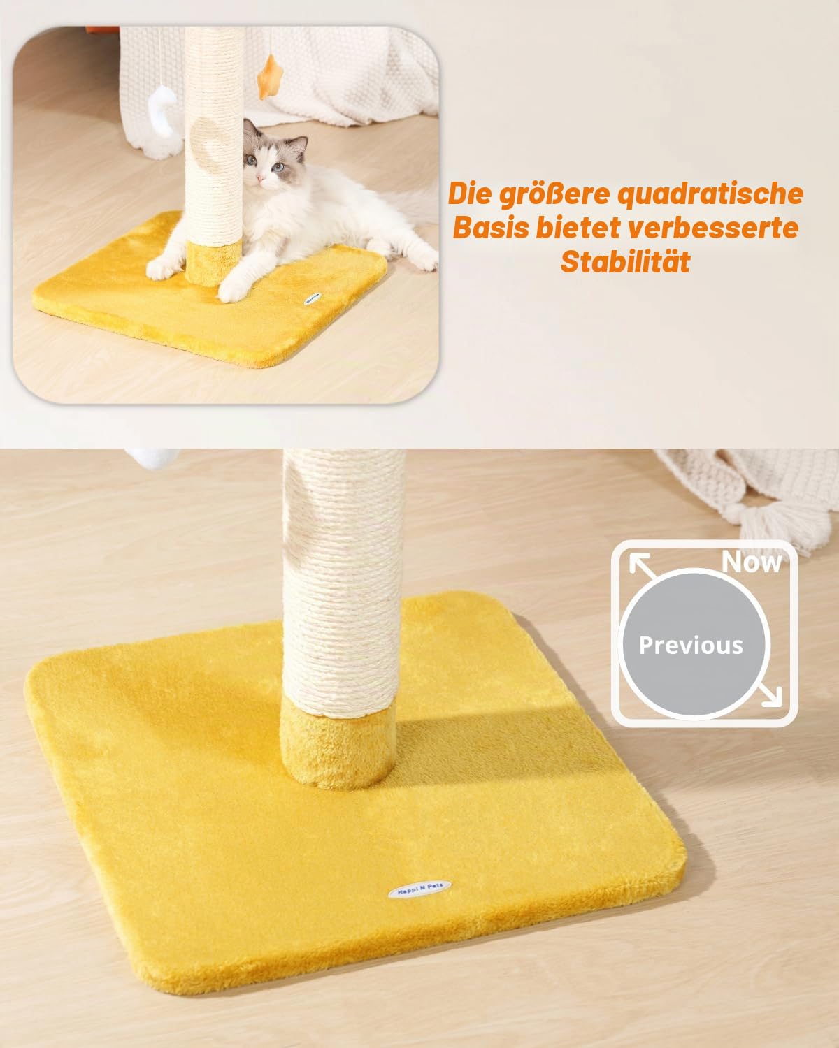 Happi N Pets Große Größe Wolke Kratzbaum mit Bett, Katzenbaum für Indoor Katzen, Natur Sisal Katzenkratzbaum mit Katze Weiche Sitzstange für Kätzchen & Erwachsene Katzen, Katzenturm mit Bällen,