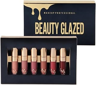 Beauty Glazed 6pcs Lipstick Set Matte Velvety Liquid Lipstick Matte Liquid Lipgloss Waterproof Lip Gloss