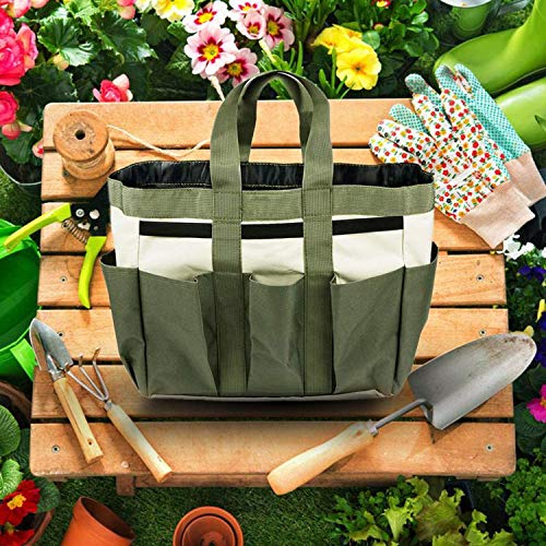 Garden Tool Bag,Oxford Cloth Garden Tote Garden Tool Storage Box Home Lawn Yard Flower Shovel Bag with 8 Pockets and Handles Organizer Tool Bag