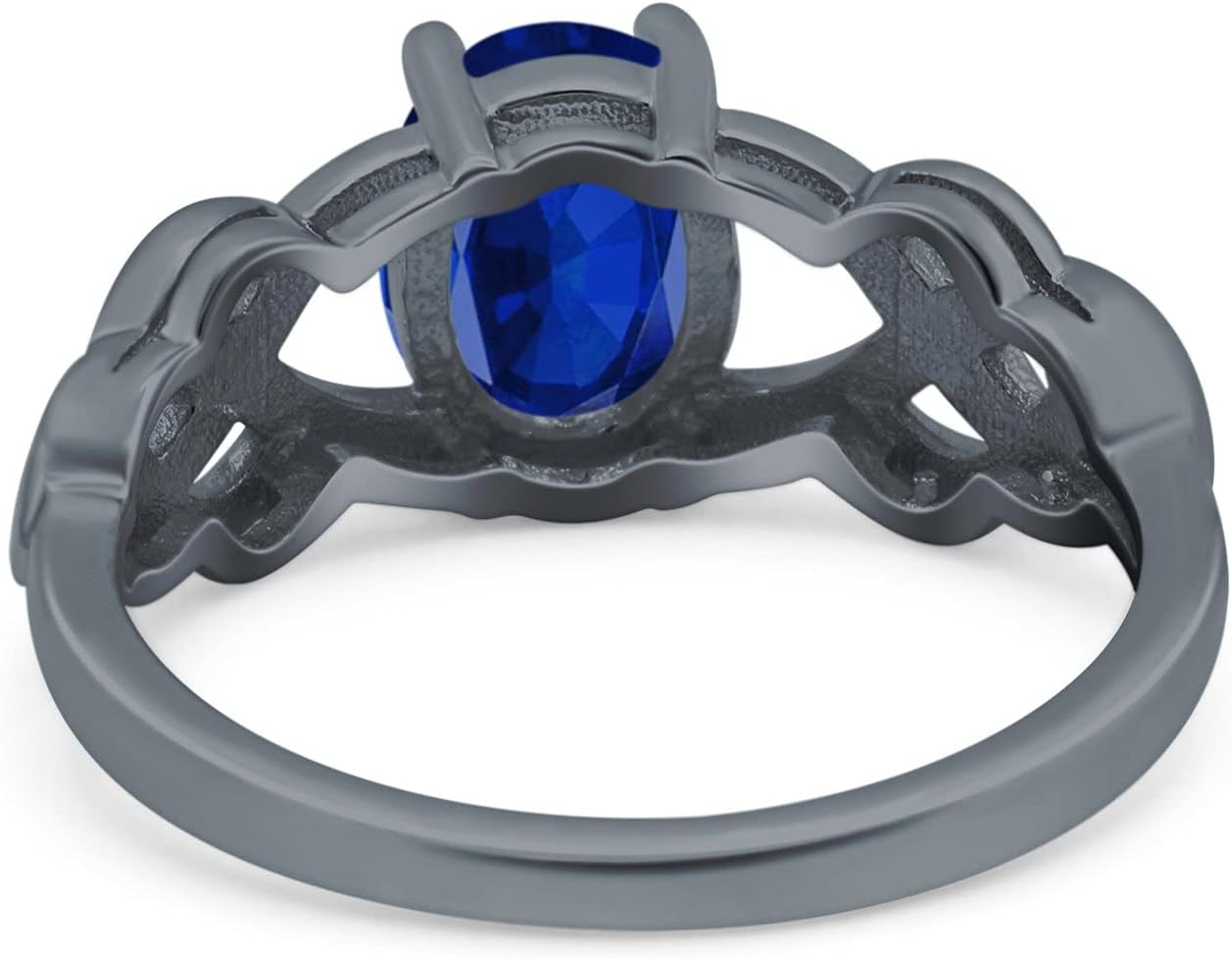 Blue Apple Co. Oval Solitaire Celtic Wedding Engagement Ring Vintage Simulated Cubic Zirconia 925 Sterling Silver