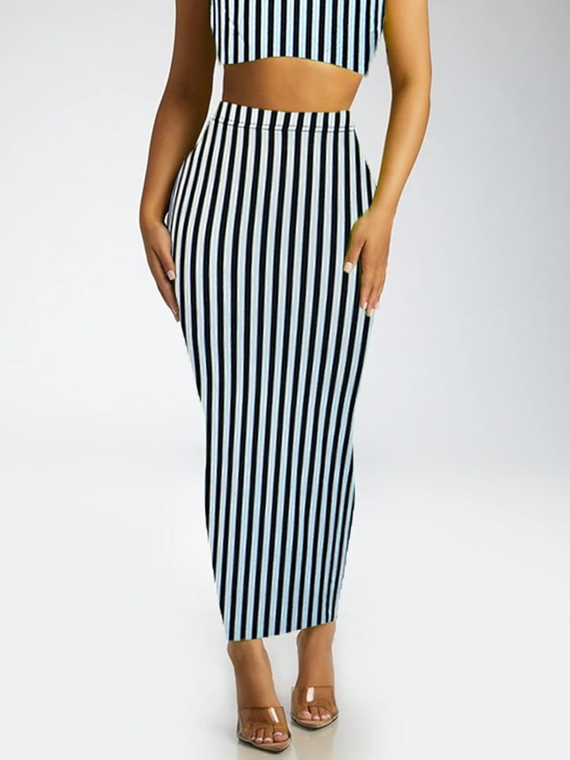 Women's Long Pencil Skirt - High Waisted Summer Fall Y2K Club Bodycon Tight Maxi Skirts - Image 3