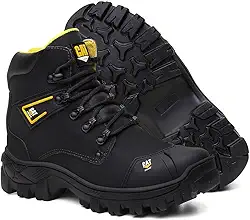 Bota Masculina Em Couro Para Trabalho Com Bico PVC e C.A