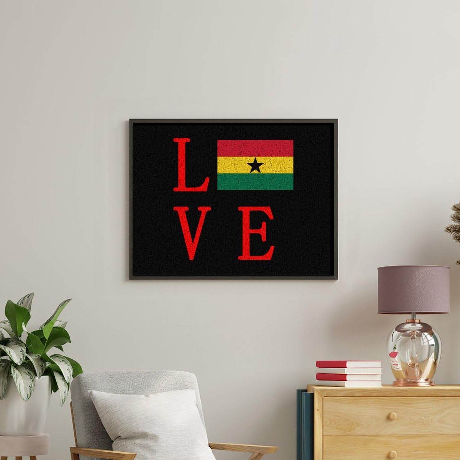 Malen nach Zahlen, Motiv: Ghana-Flagge, bedruckt, für Erwachsene, Anfänger, bunt, DIY, einfaches Malen für Zuhause, Wanddekoration
