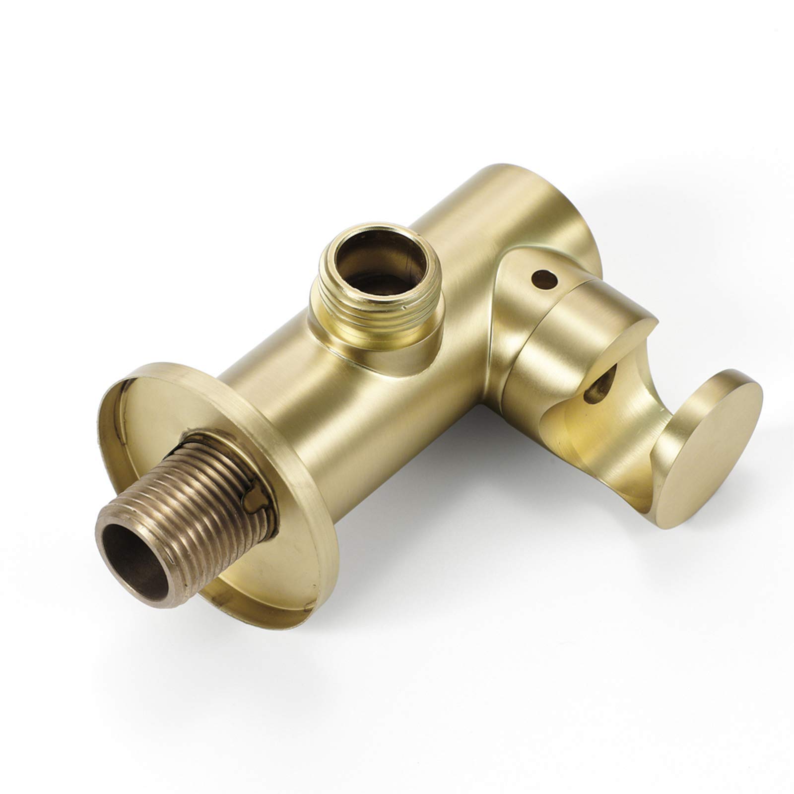 AKAZI G1 / 2-Schnittstelle, Verstellbarer Duschkopfhalter Messing-Handbrausehalter Wandmontage runder Duschhalterhalter Gebürsteter Gold-Duschhalter