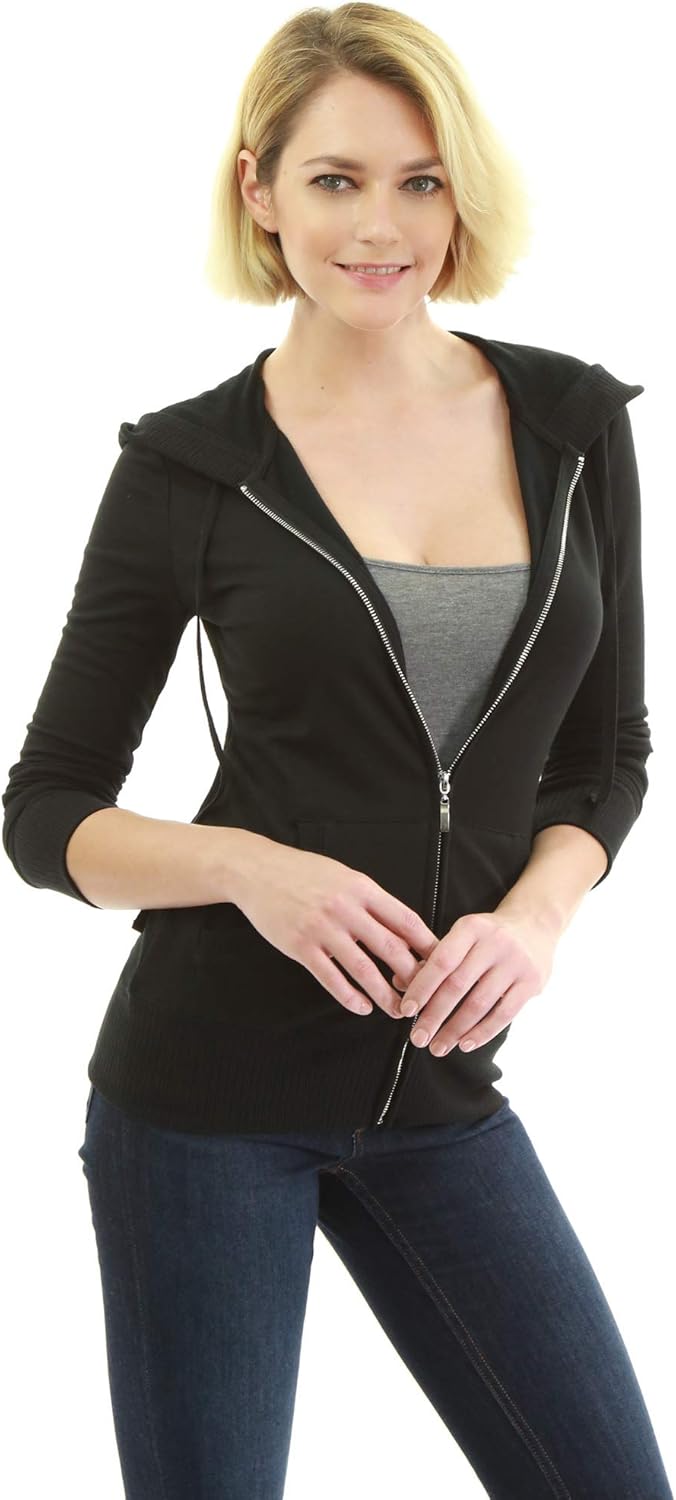 AmélieBoutik Women Cotton Blend Hoodie Zip Up Kangaroo Pocket Long Sleeve Jacket - Image 4