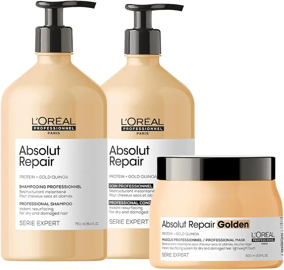 Kit L'Oréal Professionnel Absolut Repair Gold Quinoa Protein Shampoo Condicionador e Máscara G (3 produtos)