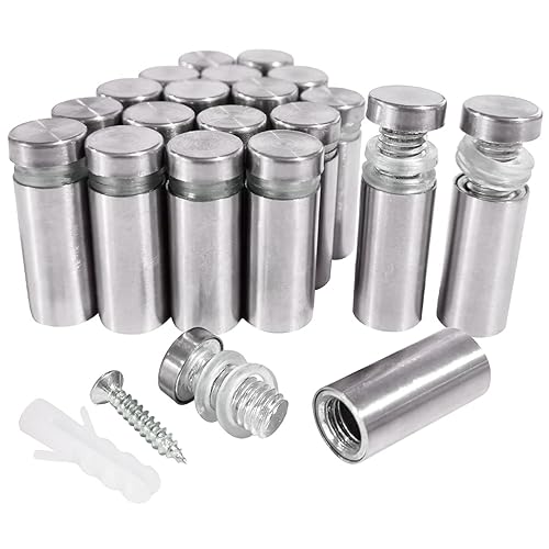 Tornillos de separación, 20 piezas de 12 x 1.18 pulgadas, soportes de vidrio de acero inoxidable, letrero de montaje de herrajes de vidrio, para