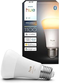 Philips Hue Smart LED A60 Bulb, White Ambiance, E27 Socket, 8.1 W, Full Spectrum Light 1000K-20000K, 1100 Lumens, Dimmabl…