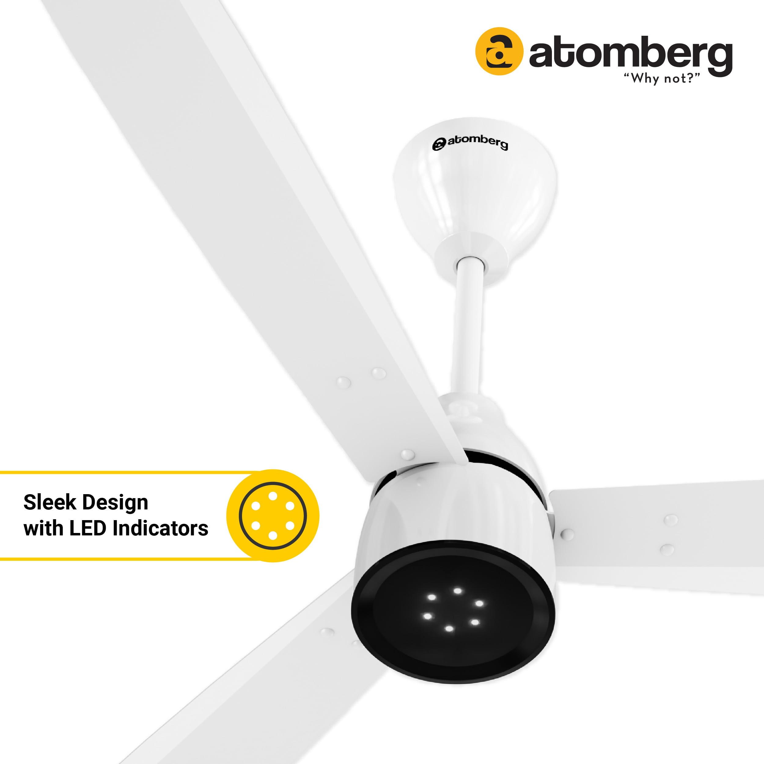 atomberg Renesa Enzel 1200mm BLDC Ceiling Fan with Remote Control | BEE 5 star Rated Energy Efficient Ceiling Fan | High Air Delivery with LED Indicators| 2 Year Warranty (Gloss White) 5