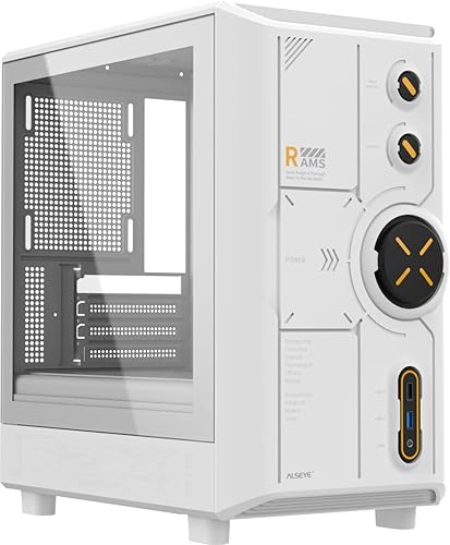 Miniatura 10 de ALSEYE Ai-Pro E-ATX - Funda blanca para PC gaming con ventilador Halo-Pro ARGB preinstalado, tira LED en el panel frontal, panel lateral de vidrio