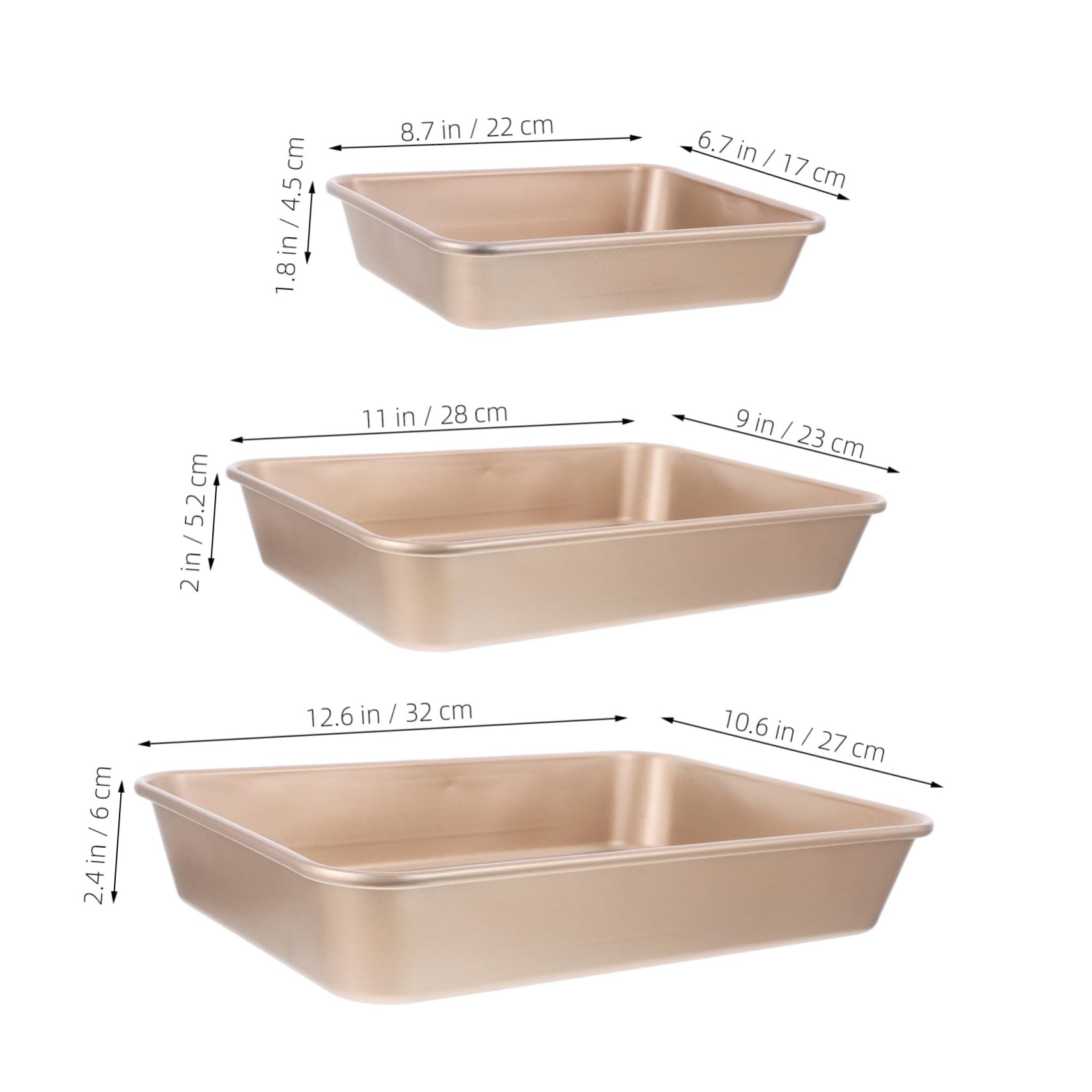 Cabilock 3pcs Deep Baking Pan Nonstick Lasagna and Cake Pans Stylish Bakeware for Oven Baking and Roasting Complete Kitchen