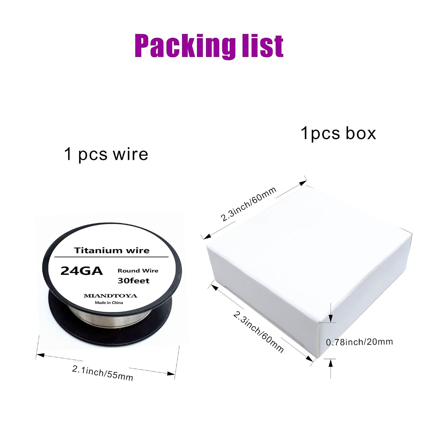 MIANDTOYA Titanium Wire 30feet 24 Gauge Hard 0.5mm for Jewelry Making Arts Crafts Household Use Soldering Wire