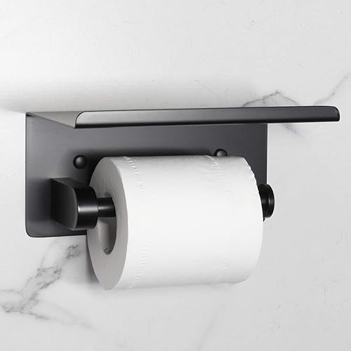 Miniatura 3 de Soporte de papel higiénico con estante negro mate, accesorios de baño, decoración SUS 304 de acero inoxidable moderno soporte para toallas de papel