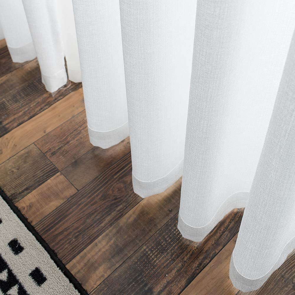Melodieux Voile Tende per Interni per Camera da Letto Soggiorno sara Bianco, 140 x 245 cm