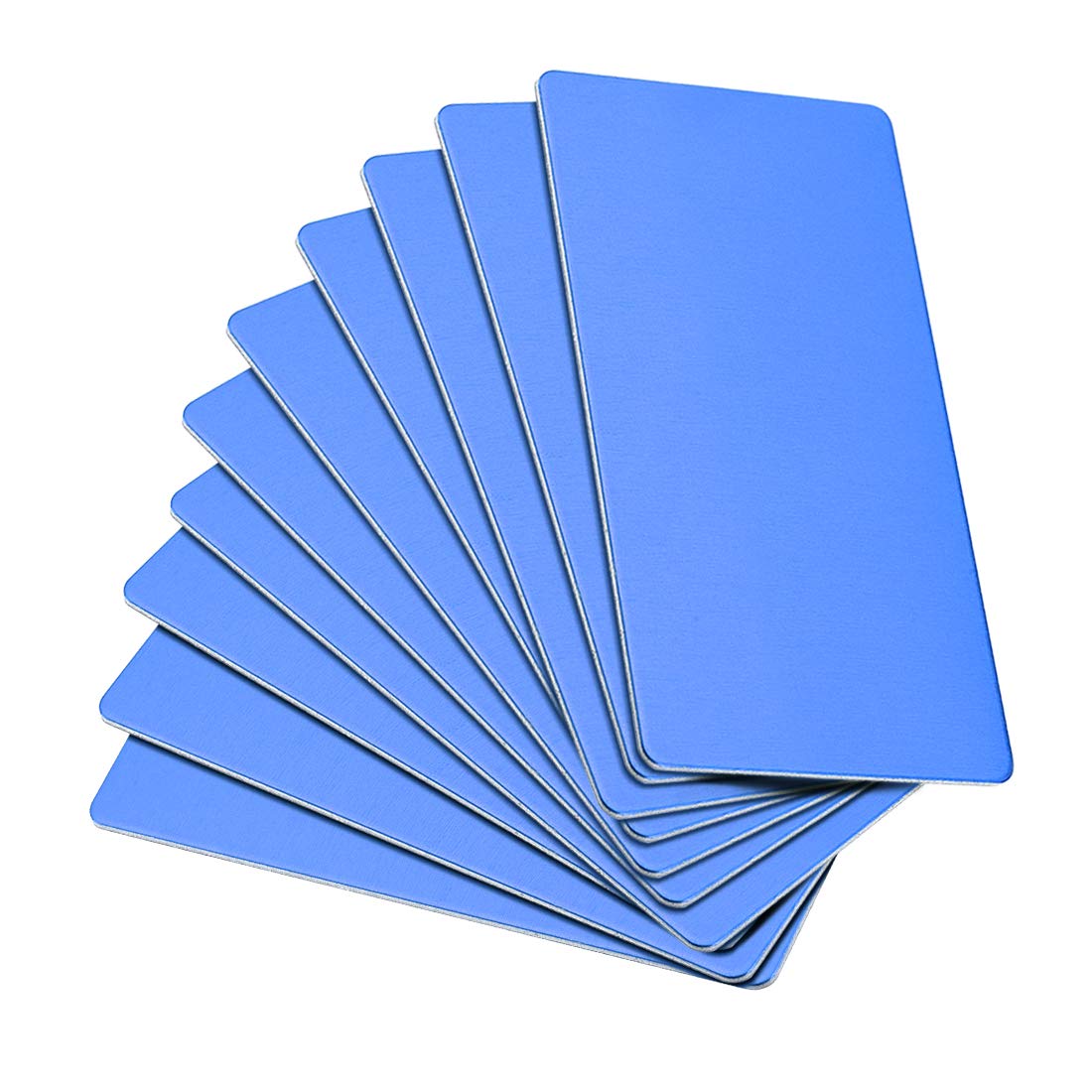 sourcing map Blank Metal Card 80x40x0.8mm Anodized Aluminum Plate for DIY Laser Printing Engraving Blue 15 Pcs