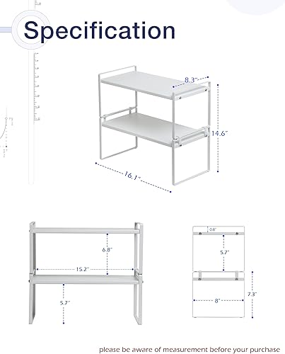 Miniatura 3 de Nxconsu Paquete de 2 estantes apilables para gabinete, organizador elevador para armario de cocina, despensa, encimera, organización del hogar,