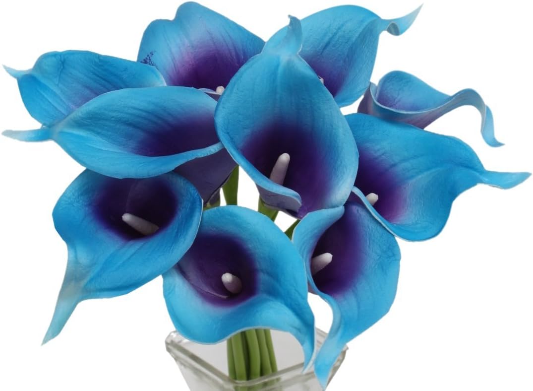 Angel Isabella, LLC 20pc Set of Keepsake Artificial Real Touch Calla Lily with Small Bloom Perfect for Making Bouquet, Boutonniere,Corsage (Deep Purple)