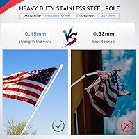 Vista 3 de Mástiles de bandera para casa exterior, poste de bandera de 5 pies con soporte y anillos, kit de asta de bandera de acero inoxidable montado
