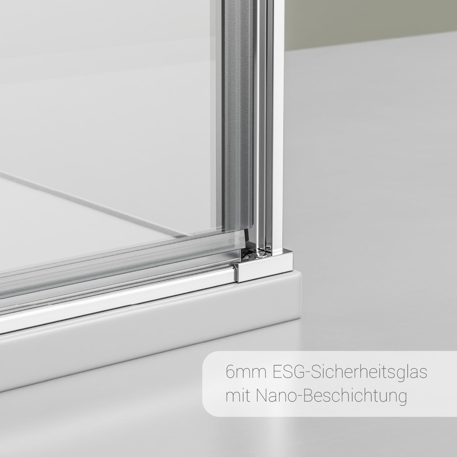 Bernstein Duschkabine ESG-Glas Duschabtrennung EX416S mit Nano, Eck-Dusche mit Hebe-Senk-Mechanismus, flexible Montage der Duschtür, Duschwand mit Drehtür, 90 x 90 x 195 cm, ohne Duschtasse