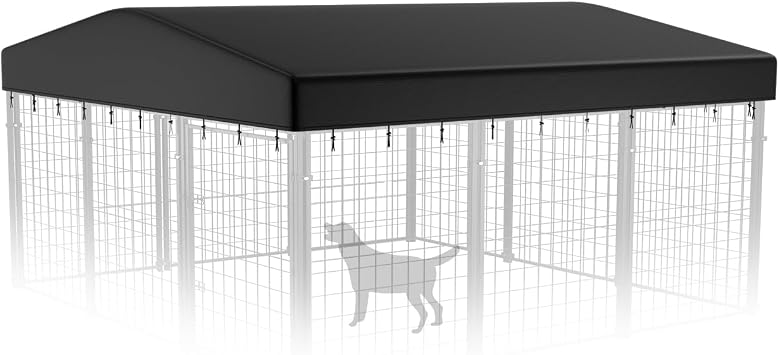 Outdoor Dog Kennel Cover Replacement,420D Waterproof UV-Resistant Cover for 10x10 ft Large Dog Enclosure