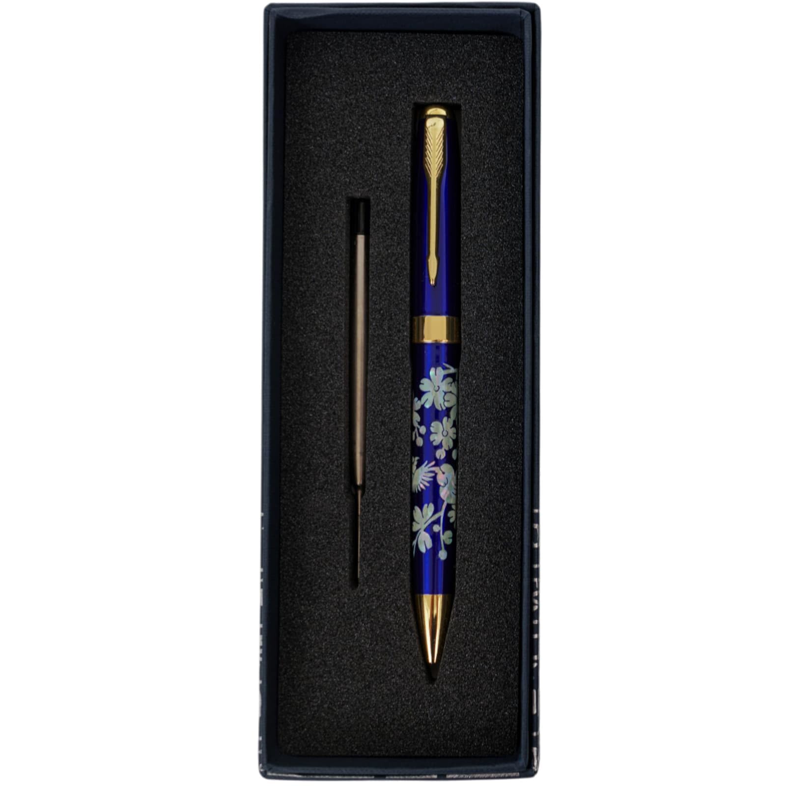 February Mountain Mother of Pearl Ballpoint Pen, Retractable Ballpoint Pens, for Gift, Business, Office, 1.0mm Medium Point Black Ink, Extras Replaceable Metal Refills (Crane-Blue-Black Ink) — image 1