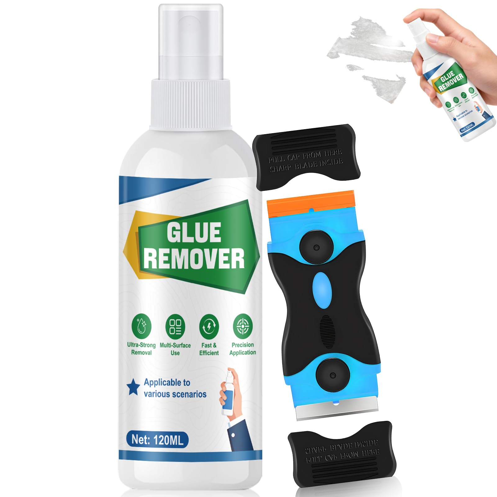 Środek do usuwania etykiet, środek do usuwania kleju, szybko działająca formuła, środek do usuwania etykiet, spray do szyb samochodowych, tworzywa sztucznego, drewna, szybko uporczywych