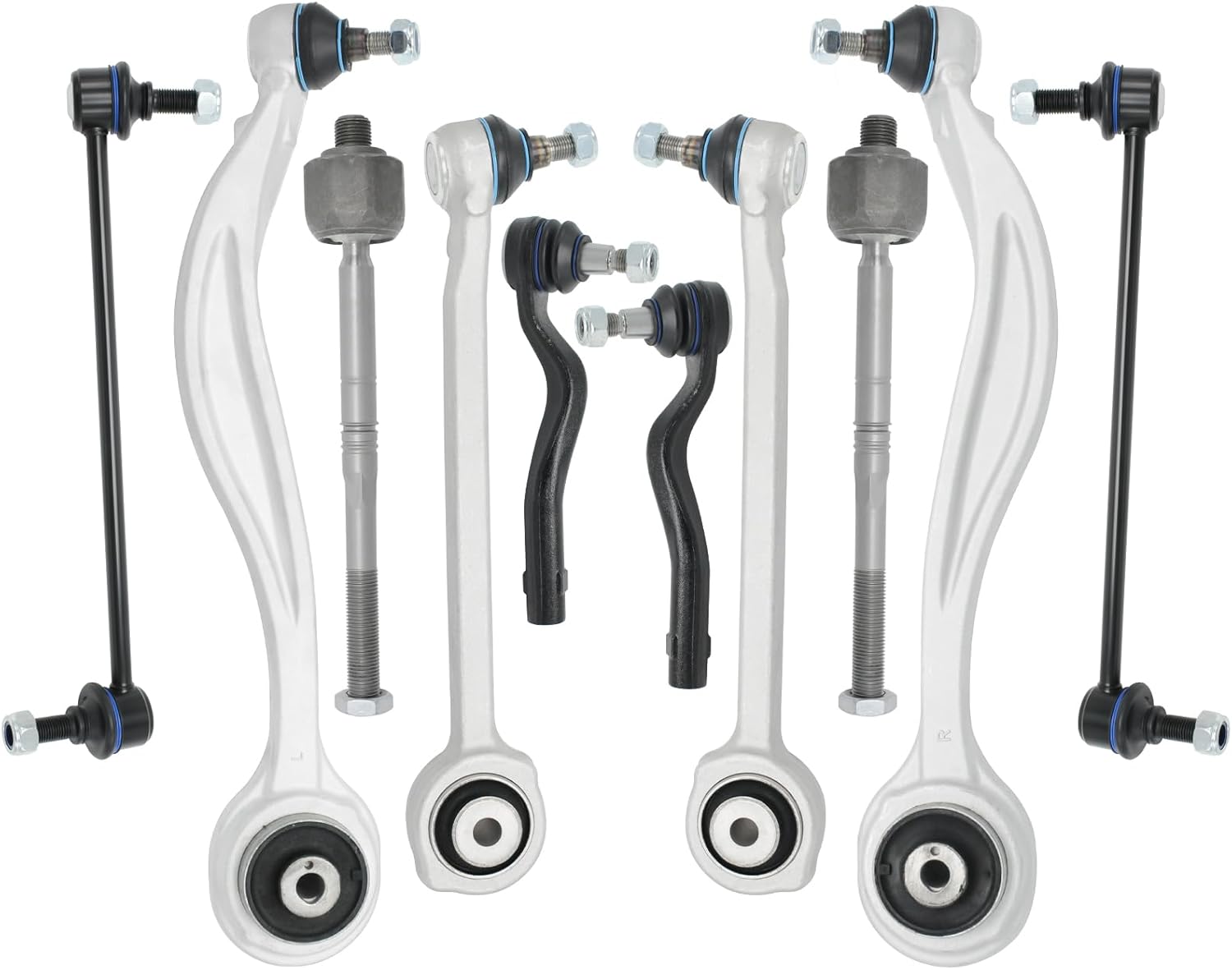 Front Suspension Lower Control Arm Kit Compatible with 4Matic Mercedes-Benz GLK250 2013-2014-2015, for 2010-2011-2012-2015 GLK350 ; with Ball Joints Sway Links Inner & Outer Tie Rods