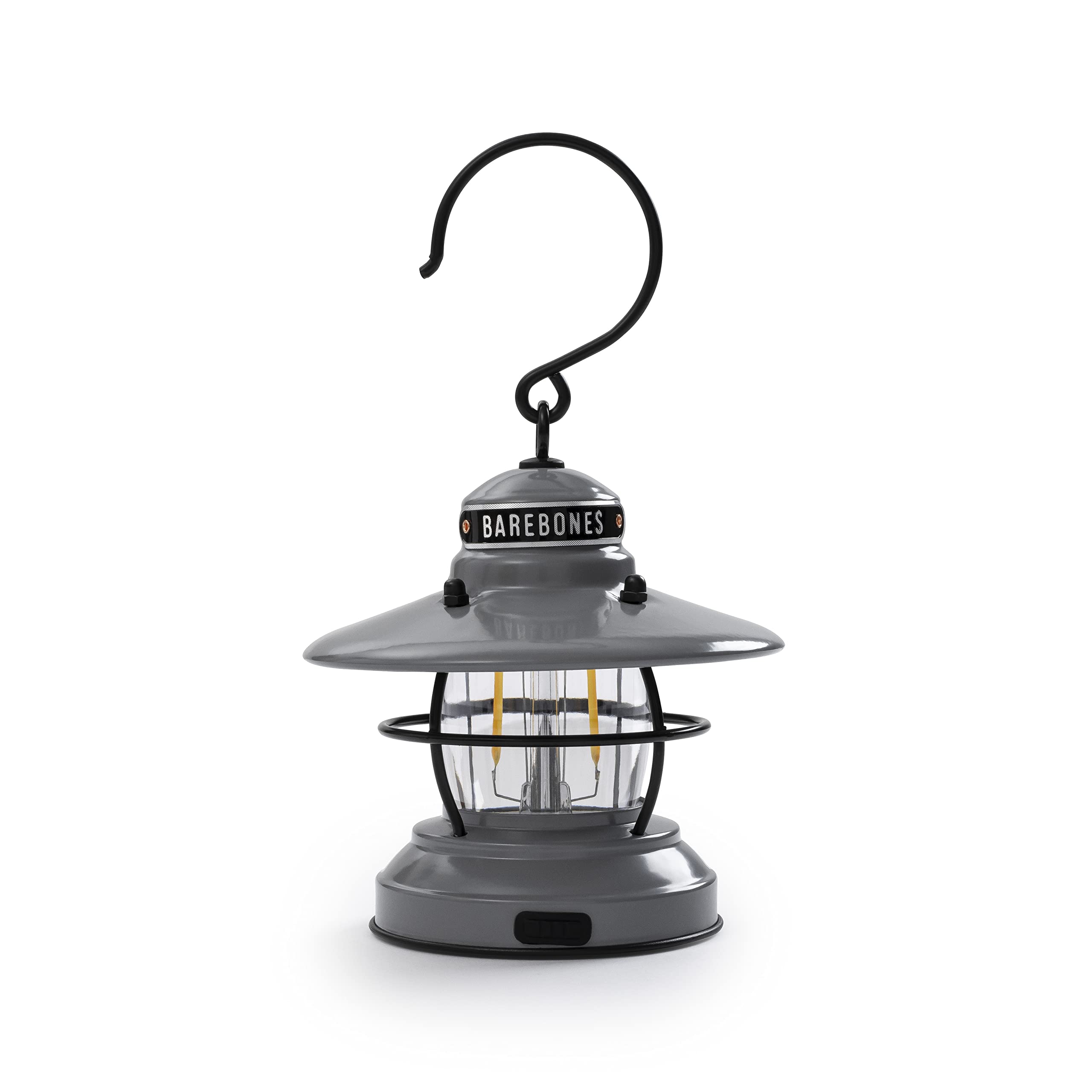 Barebones Edison Mini Lantern - Vintage Adjustable Camping Lantern, USB LED Light, Lantern for Outdoors (Slate Grey)