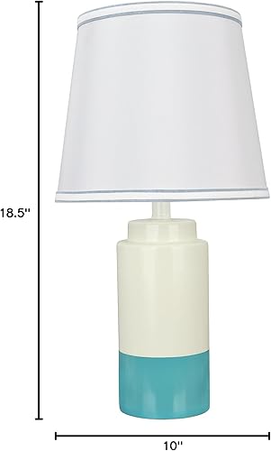 Miniatura 7 de Aspen Creative 40114-22 - Juego de dos lámparas de mesa de cerámica tradicional de 18 12 pulgadas de alto, color blanco roto y azul cielo y pantalla