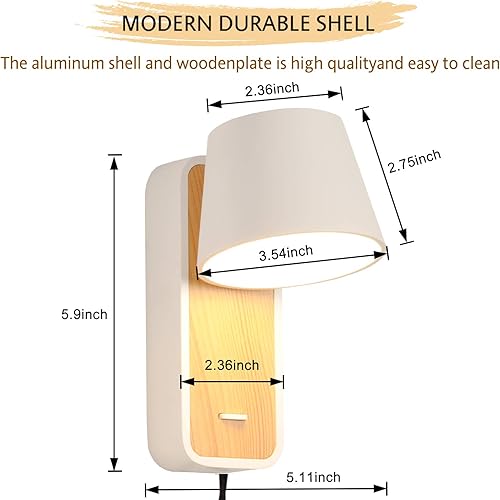 Miniatura 6 de Lámpara de pared moderna con cable de enchufe para dormitorios, pasillo, sala de estar, accesorio de iluminación de montaje contemporáneo interior,