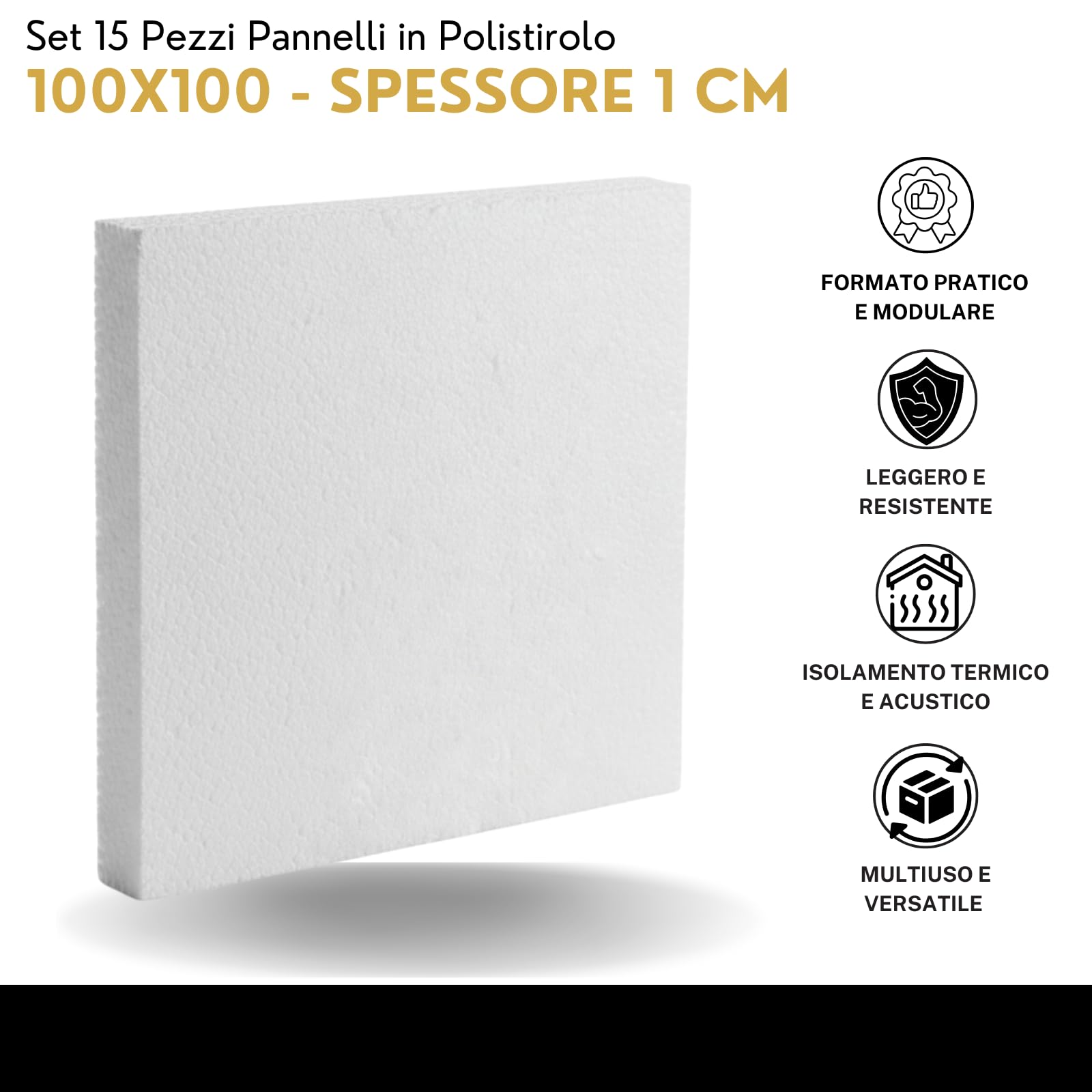 Festa Wow Pannelli in Polistirolo 15 Pezzi 100x100 cm Spessore 1 cm EPS Densità 18kg/mc Isolamento Termico Acustico Isolante Ideale Per Copertura Imballaggio Coibentazione Cappotto Soffitto