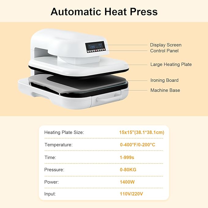 Auto Heat Press 2 - Máquina de plancha térmica 15x15 para camisetas miniatura 3