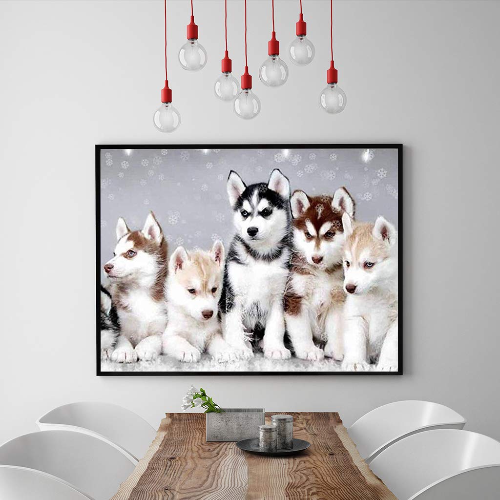 (40 x 50 cm)DIY Square Diamond Painting Full Drill kit Fai Da Te 5D con Diamantini Quadrati Famiglia Husky Ricamo Punto Croce Mosaico con i Numeri di Cristallo per Decorazione della Casa