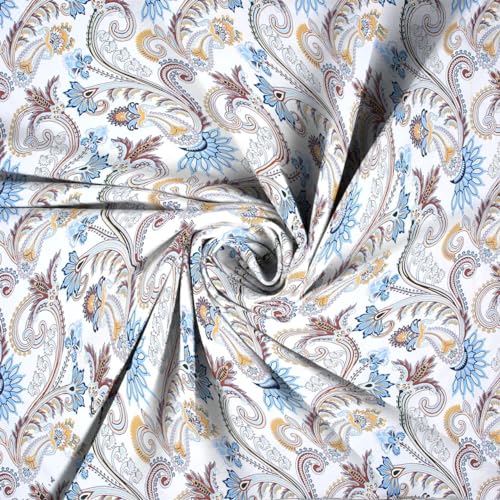 Image of NEW LEAF Glace Cotton 200 TC Flat Single Bedsheets for Summer Breathable | Wrinklefree (Size-60 X 90 Inch) with 1 Pillow Covers (Size-17 X 27 Inches, Abstract White Teal Blue)
