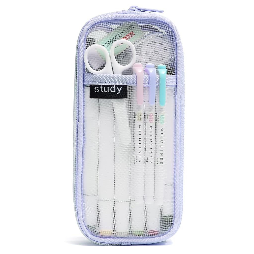 Climberty® Clear Mesh Aesthetic Pen Case, Pencil Case Pouch Bag School Supplies for Girls and Boys, Large Big Capacity Zipper Stationery Bag for Women Men Adults (Purple) (B0DBH1KG5V) Amazon Price History, Amazon Price Tracker