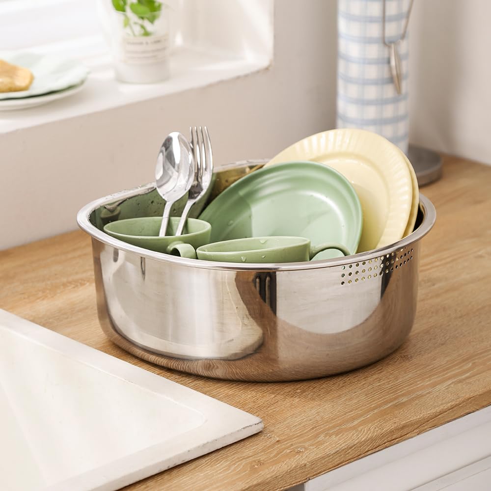 Bassine à Vaisselle en Acier Inoxydable - sans Plastique - cuve à Vaisselle 8 litres