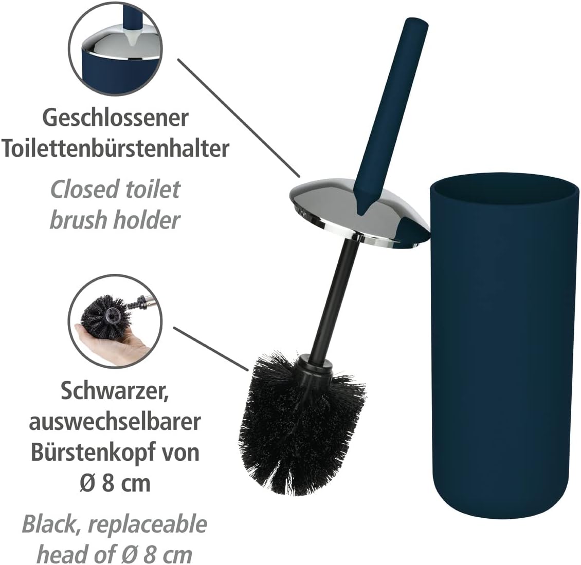 WENKO "Brasil Toilet Brush and Holder, Dark Blue