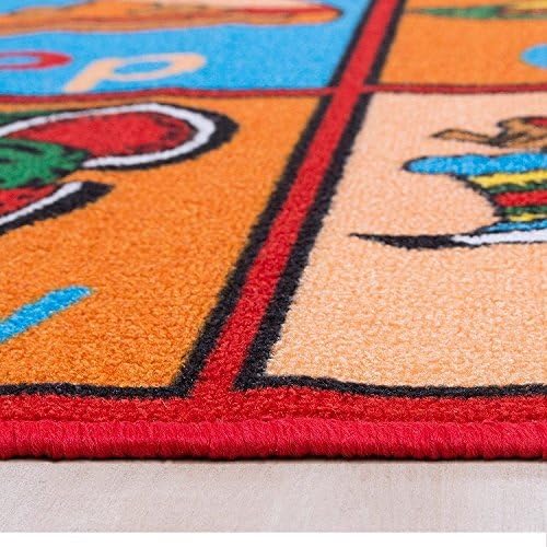 Champion Rugs 8x10 Kids Area Rug ABC Food Learning/Playtime Carpet (7ft4in.x10ft4in.) (8 Feet X 10 Feet)