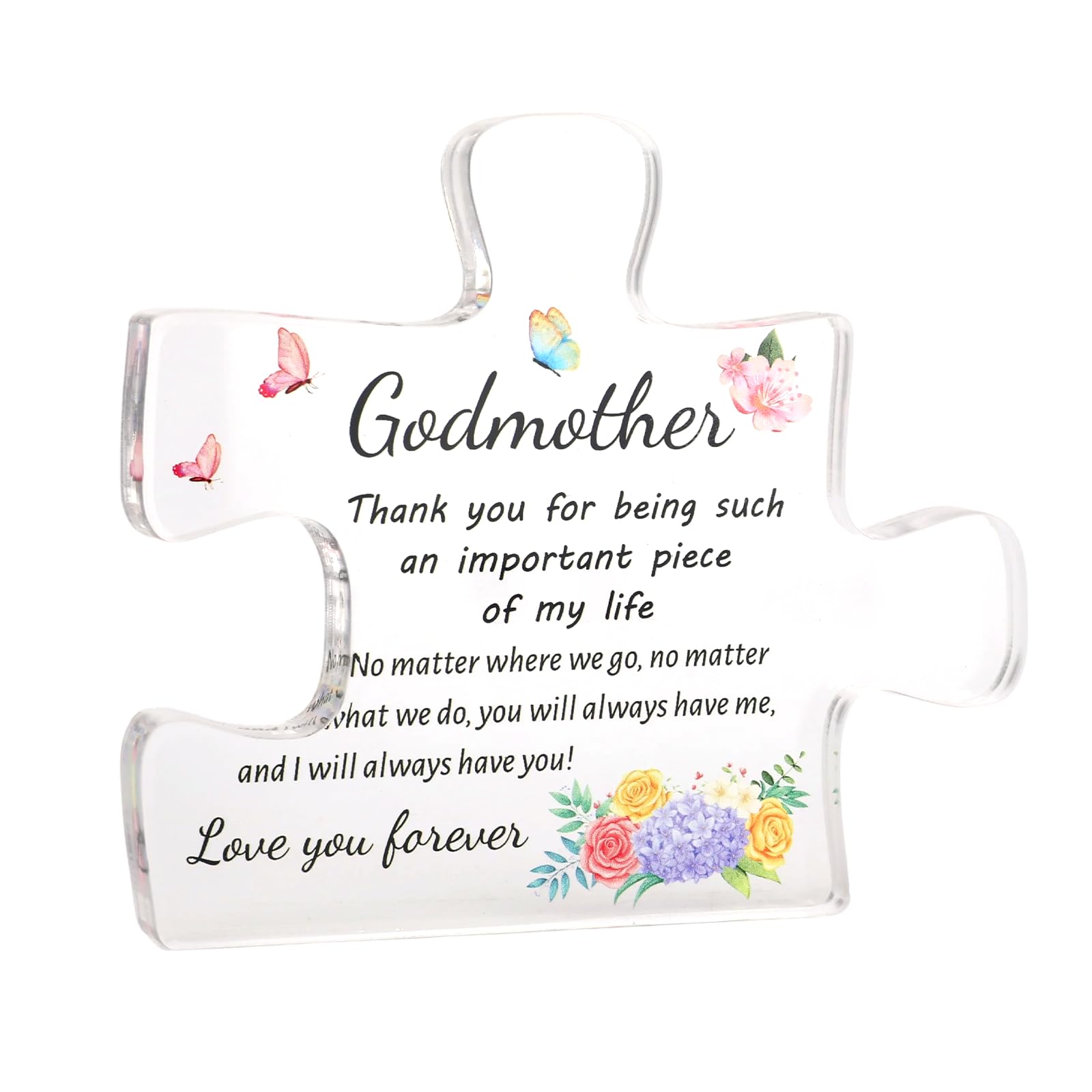 Godmother Gifts, Acrylic Puzzle Plaque, Godmother Gifts For Mothers Day, Mothers Day Ornaments -Thank You For Being Such An Important Piece Of My Life