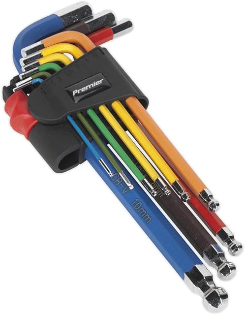 Sealey AK7190 Metric Long Ball End Hex Key Set, 9 Pieces