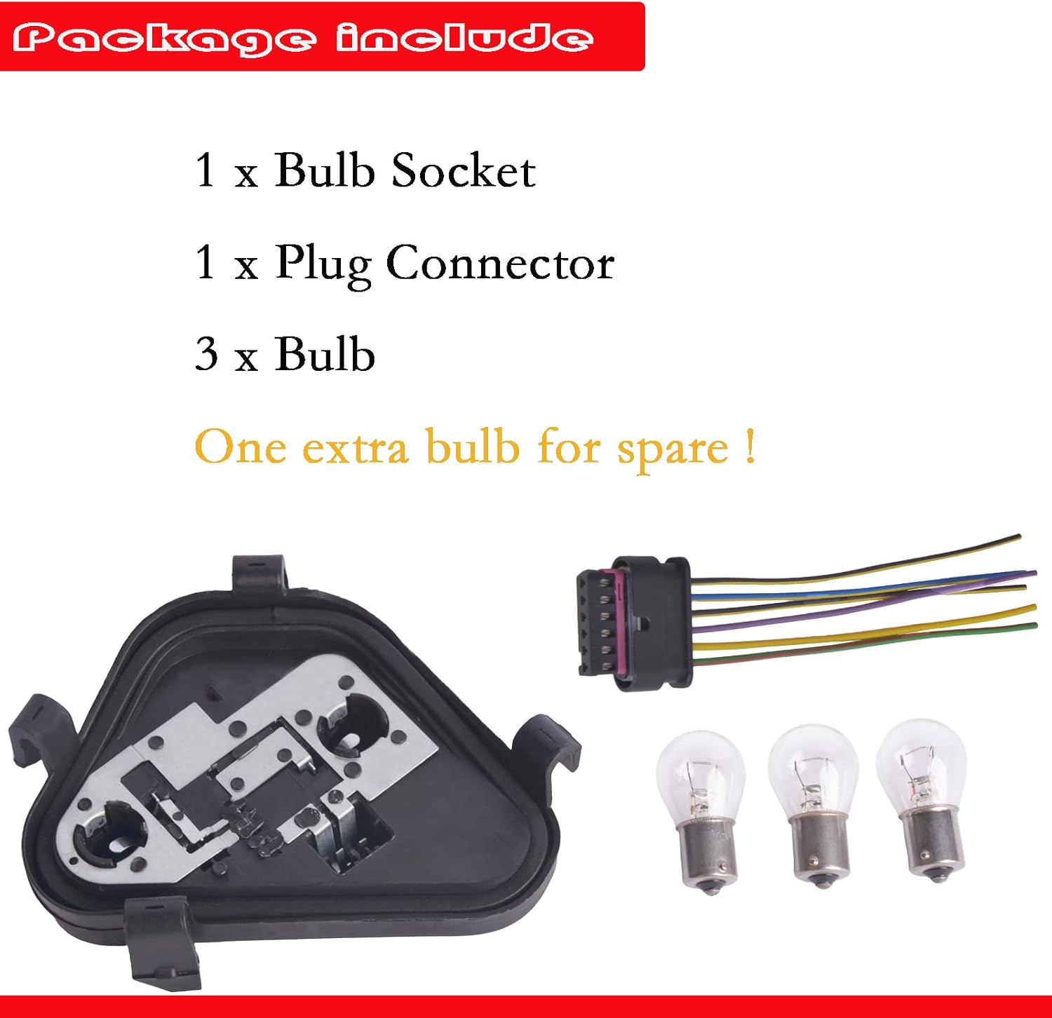 Driver Left Tail Lights Bulb Socket Panel & Plug Connector & Three Bulbs 63217313043 Compatible with BMW 3-Series 320i 328i 335i 328d 2012 2013 2014 2015 Rear Light Lamp Repair Board Kit