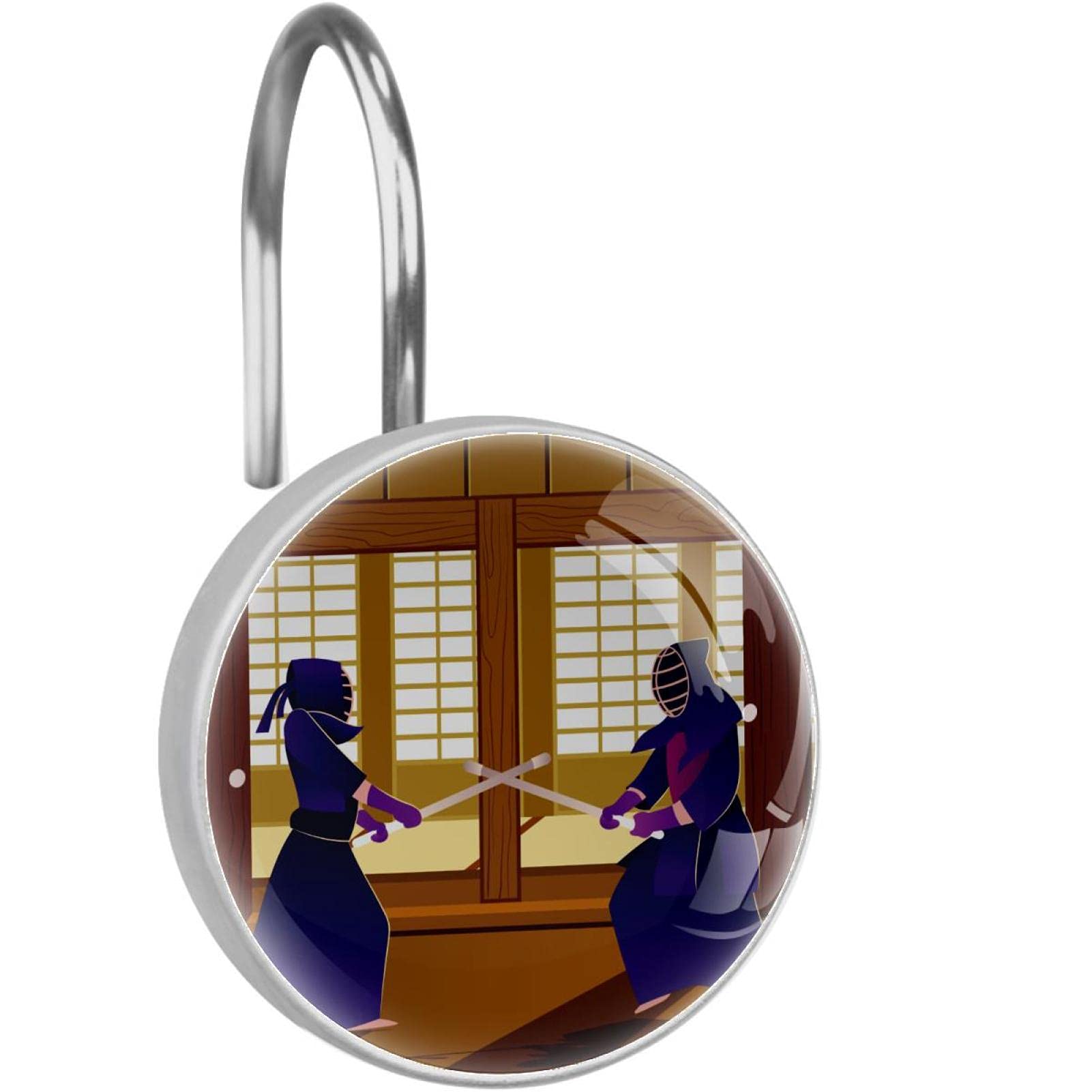 Crochets rideau de douche salle de bain dojo japonais en inox