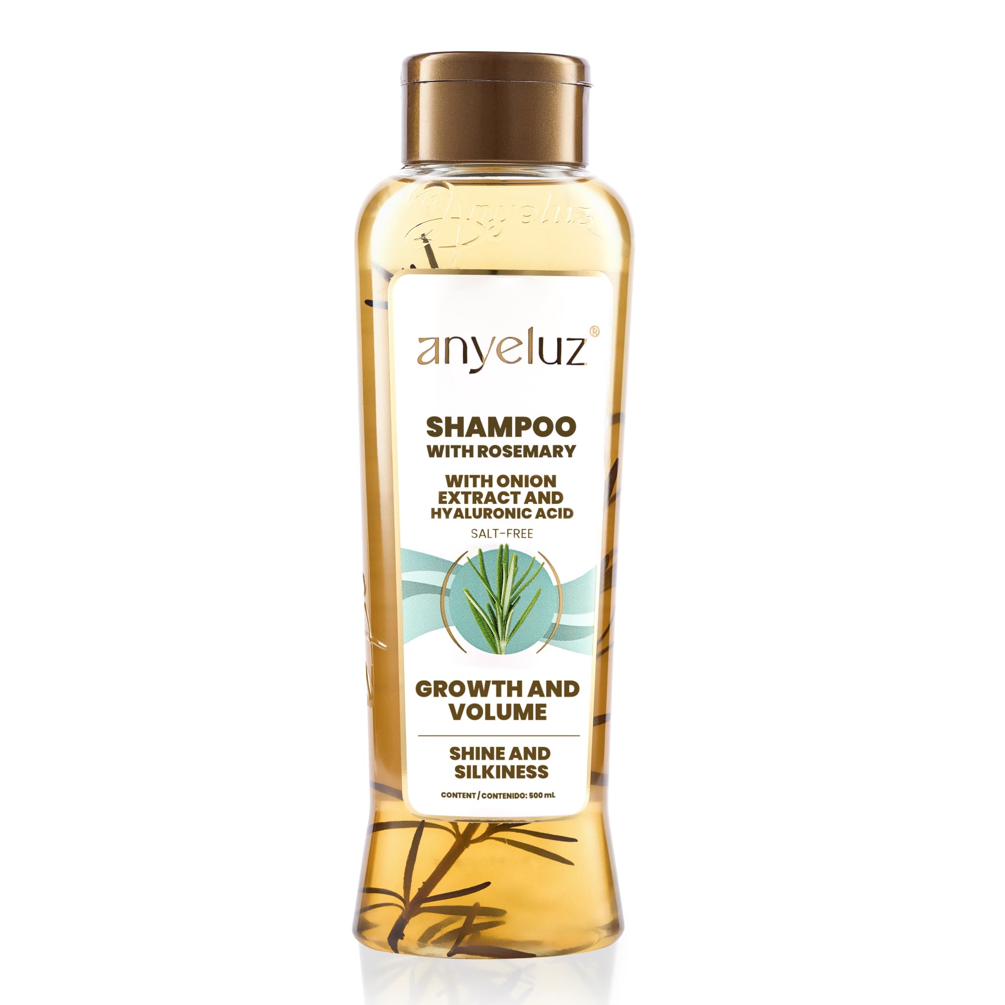 ANYELUZ - Rosemary Shampoo | with Onion Extract, Hyaluronic Acid and Rosemary | Accelerates Growth, Gives Shine and Silkiness to your Hair | Designed to Reduce Hair Loss,Oiliness and Dandruff