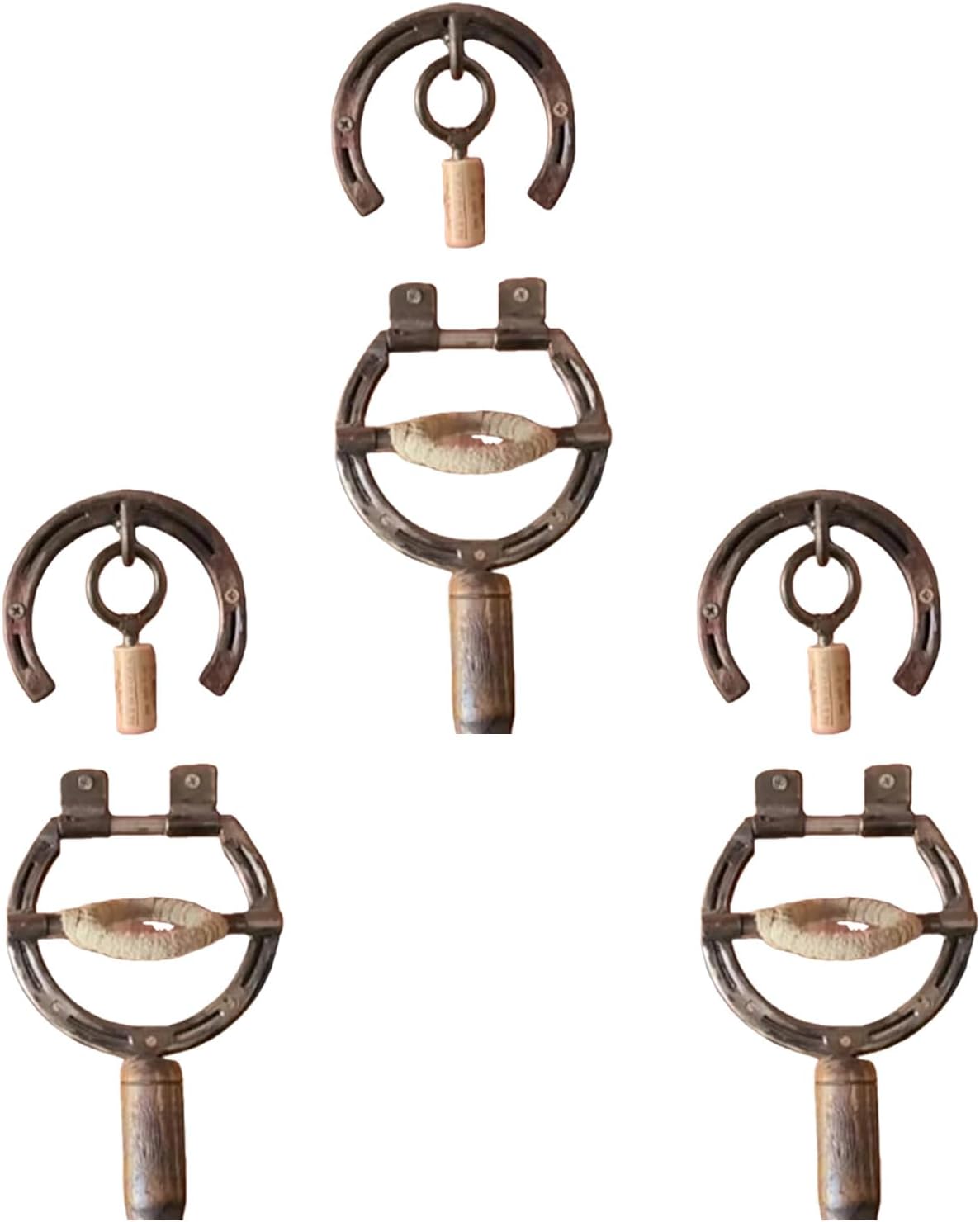 Unique Handmade Iron Horseshoe Wine Bottle Opener Wall Mount Farmhouse Antique Corkscrew Kitchen Wall Art Decors Gift Functional Wall Mounted Wine Bottle Opener with Antique Horseshoe Shape Farmhouse