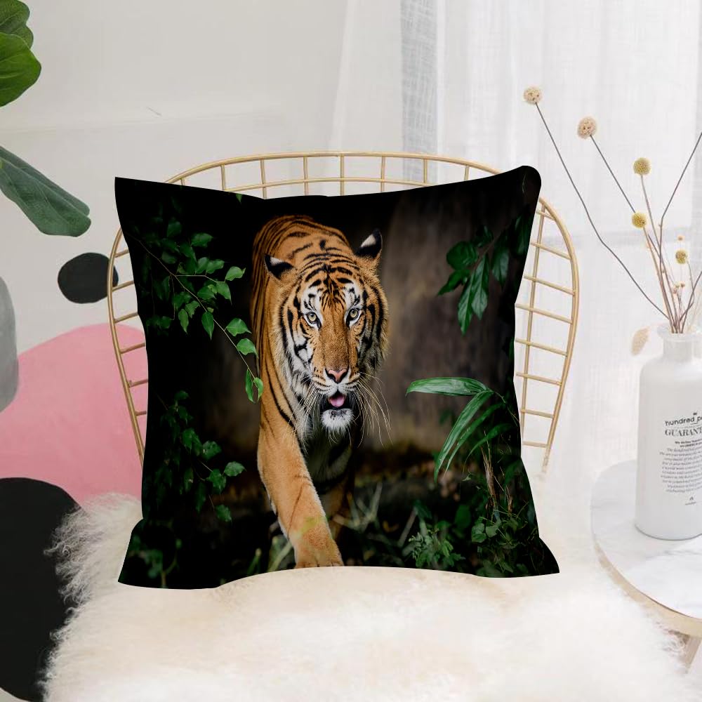 HYOSXW Cushion Cover,Throw Pillow Case Home Decorative for Living Room Bedroom Sofa Chair 16X16 Inch,Close Up Portraits of Bengal Tiger.,Pillowcase 40X40cm