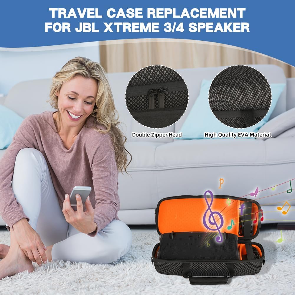 Carrying Hard Case Replacement for JBL Xtreme 4/Xtreme 3 Portable Wireless Bluetooth Speaker, Travel Protective Storage Bag with Shoulder Strap - Black - Image 7