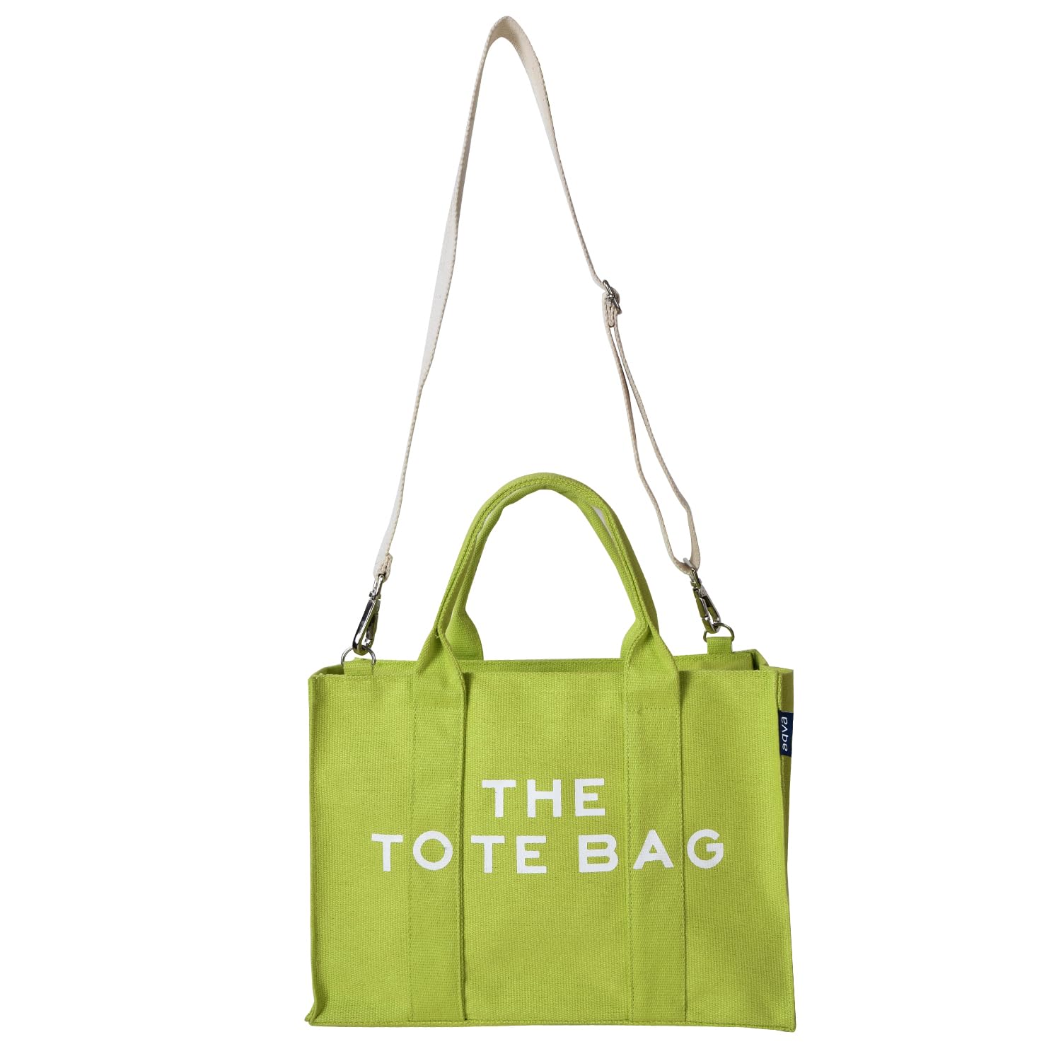 AQVA Printed Cotton Canvas Tote Bag with Detachable Sling Strap for Women | Large Capacity | Stylish Multipurpose Handbag with Zipper | Shoulder Bag for Laptop, Office & Travel (Lime) (B0C94CVZ6H) Amazon Price History, Amazon Price Tracker