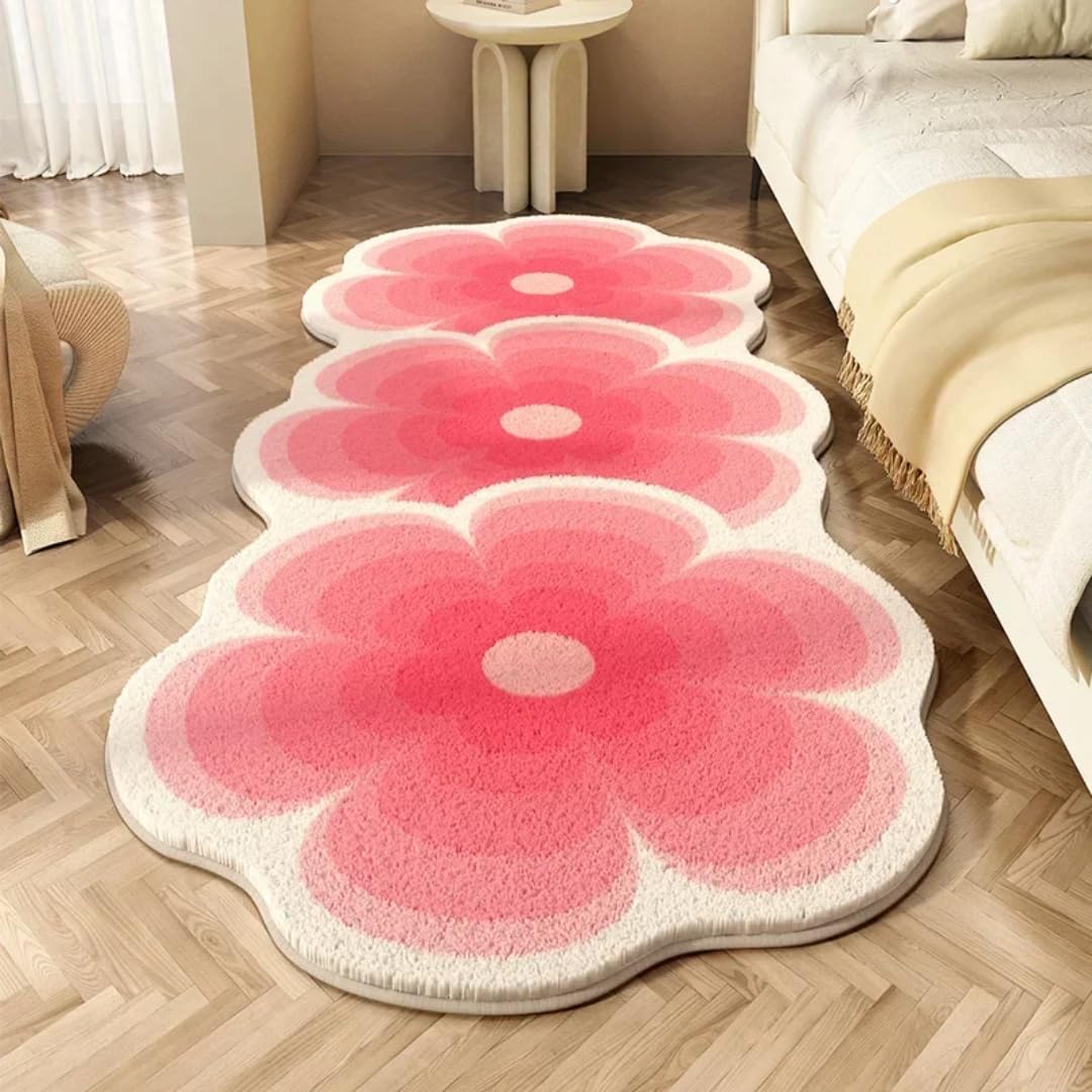 Tapis doux pour salon et décoration de chambre avec motif floral moderne