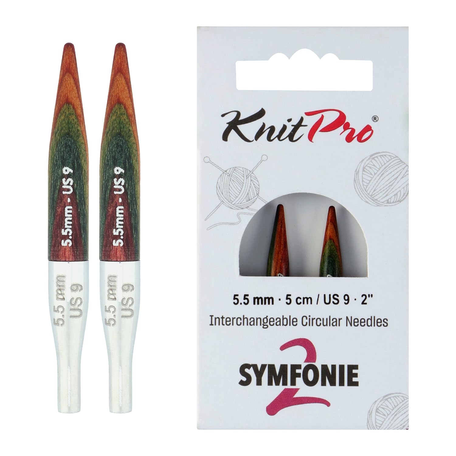 KnitPro Symfonie 2 Mini Interchangeable Needles 2" (5cm) | 5.5mm